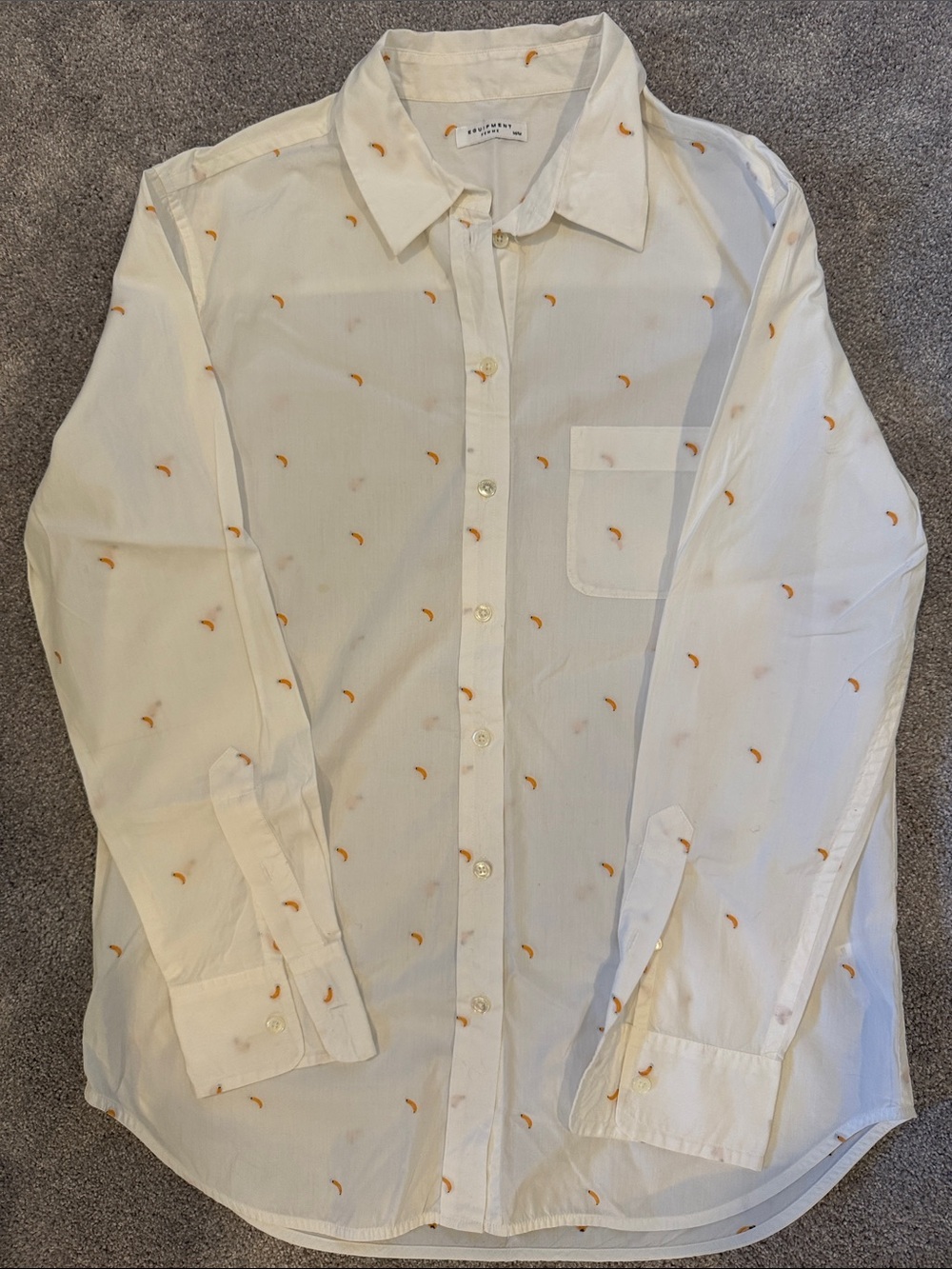 Equipment Femme Kenton White Button-Down Shirt with Banana Embroidery